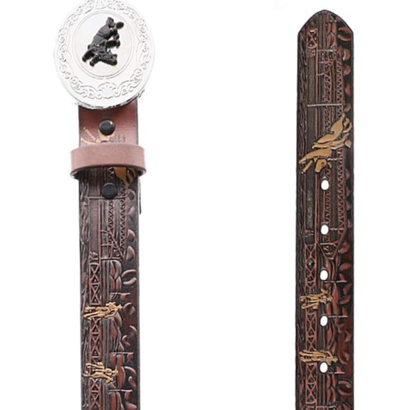 Nocona Childrens Rodeo Western Bullrider Belt w/Tooled Leather 22” Cowboy NWOT - Picture 5 of 5